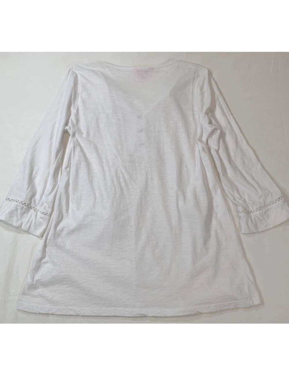 Lilly Pulitzer White Boho Peasant Tunic XS Tassel Tie Neck Resort Top - Picture 13 of 13